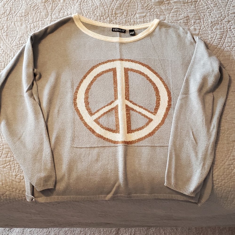 Grey Peace Sign Sweater